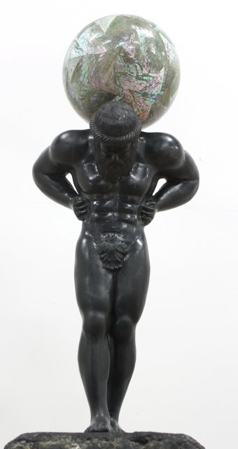 Bronze Atlas Figure Holding Ball - Image 3 of 7