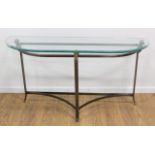 Modern Brass & Steel Glass Top Console Table