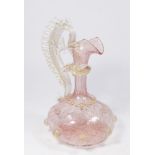 Venetian Gilt Mottled Pink Glass Dragon Ewer