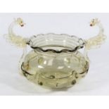 Venetian Gilt Smoked Glass Dragon Bowl