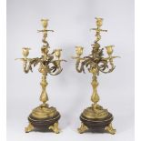 Pair Bronze 4-Light Rococo Style Candelabra