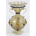 Venetian Gilt Swirl Smoked Glass Vase