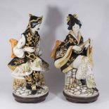 Pair 20th Century Ceramic Asian Figures