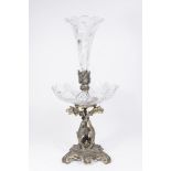 Molded Glass & Metal Epergne