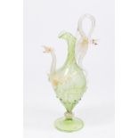 Venetian Gilt Green Glass Double Griffon Ewer