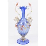 Venetian Gilt Blue & Colored Glass Vase