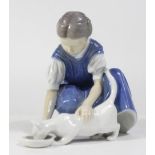 B&G Denmark 1745 Girl Feeding Cat Figure