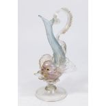 Venetian Gilt Blue & Pink Glass Dolphin Ewer