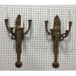 Pair Egyptian Revival Figural 4-Light Wall Sconces