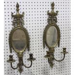 Pair Mirrored Brass Sconces