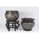 2 Chinese Bronze & Champleve Planters