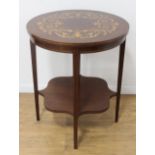 Floral Inlaid Round Mahogany Table