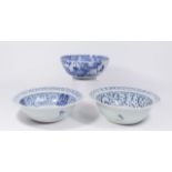 :3 Chinese Blue & White Canton Bowls