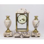 3-Piece Bronze & Marble Clock Set