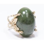 14K Yellow Gold & Nephrite Ring