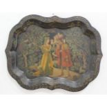 Tole Tray with Painted Figures