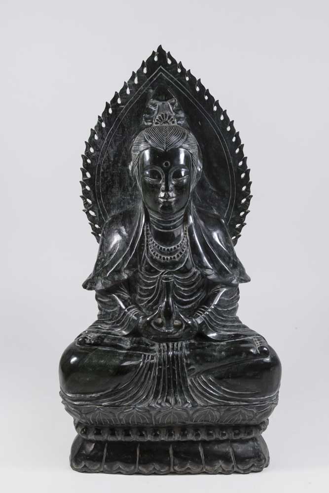 Carved Black Stone Buddha