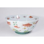 Chinese Porcelain Fish Bowl with Orange Fish