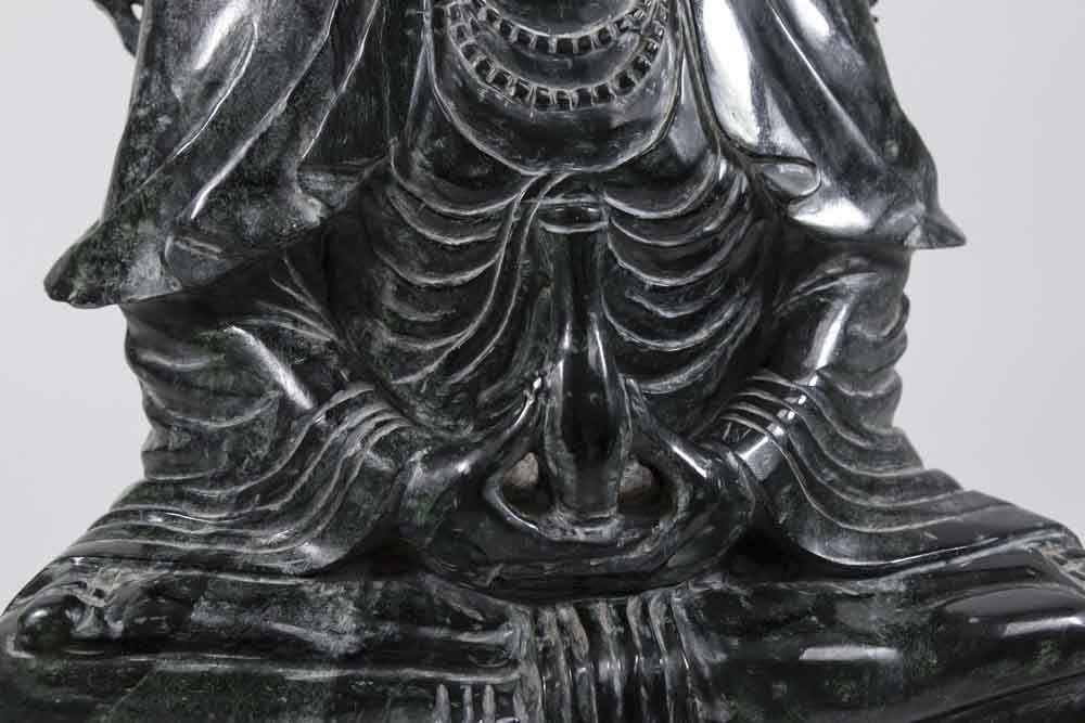 Carved Black Stone Buddha - Image 3 of 5