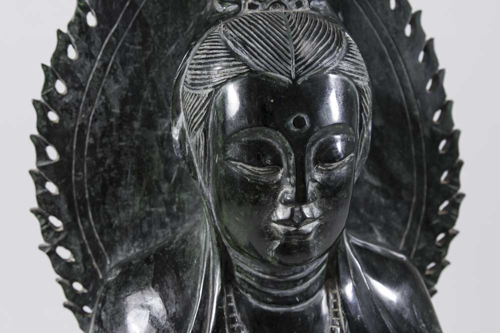 Carved Black Stone Buddha - Image 2 of 5