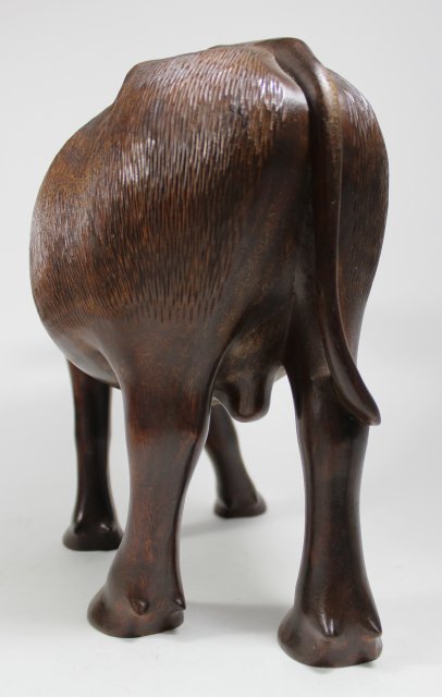 Pair Carved Wood Water Buffalo - Image 5 of 6