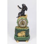 Empire Malachite Clock with Cherub on Top