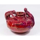 Zsolnay Iridescent Red Ground Figural Vase