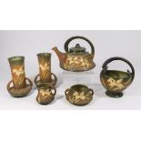 Lot 6 Roseville Pottery Zephyr Lily Pattern Items