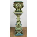 Magnificent Majolica Jardiniere & Pedestal