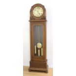German Oak Deco Grandfather's Clock