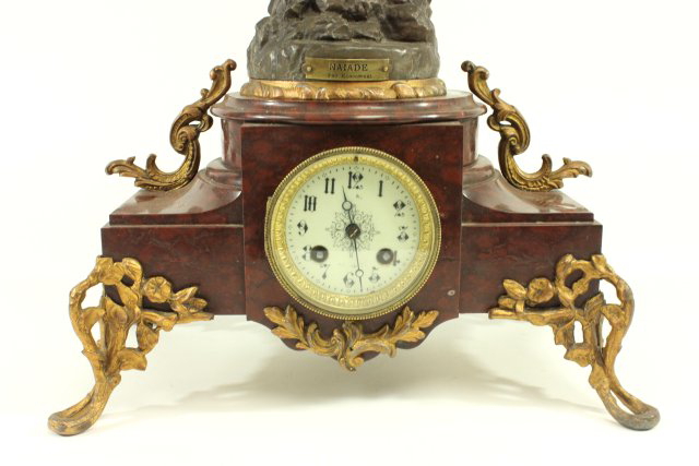 19th Century Rouge Marble Spelter 3-Pc Clock Set - Image 7 of 22