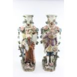 Pair Majolica Figural Vases