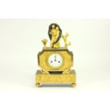 Early 19th C. Gilded Bronze Figural Mantel Clock