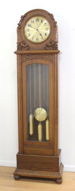 German Oak Deco Grandfather's Clock - Image 2 of 12