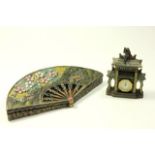 Jay Strongwater Asian Style Fan Box & Pagoda Clock