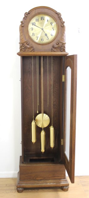 German Oak Deco Grandfather's Clock - Image 4 of 12