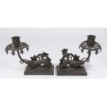 Pair Victorian Bronze Figural Candlesticks