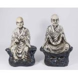 2 Chinese Blue & White Figures of Seated Scholars