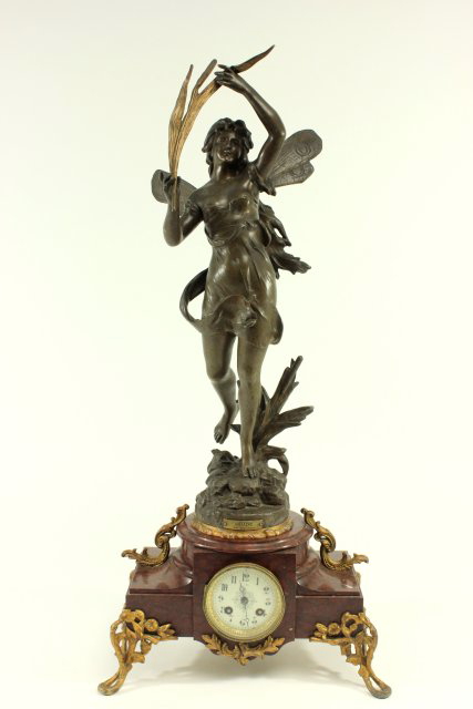 19th Century Rouge Marble Spelter 3-Pc Clock Set - Image 4 of 22