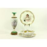 Meissen Gravy Boat, Sèvres Vase, & Portrait Plate