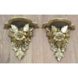 Pair 19th Century Giltwood Floral Wall Brackets