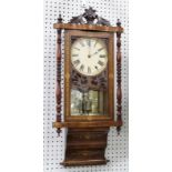 Victorian Inlaid Rosewood Wall Clock