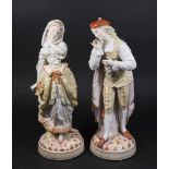 Pair French High-Glazed Porcelain Figurines