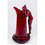 Large Zsolnay Iridescent Red Figural Pitcher