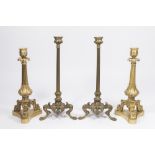 2 Pairs Victorian Bronze Candlesticks