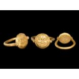 Roman Gold Swivel Ring with Gorgoneion