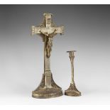 Antique Victorian Altar Cross and Candlestick Group