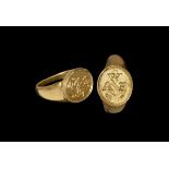 Post Medieval Gold 'EAW' Betrothal Ring with Skull