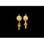 Roman Gold Shield-Shaped Earrings