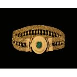 Roman Gold Bracelet Centre with Cabochon Emerald